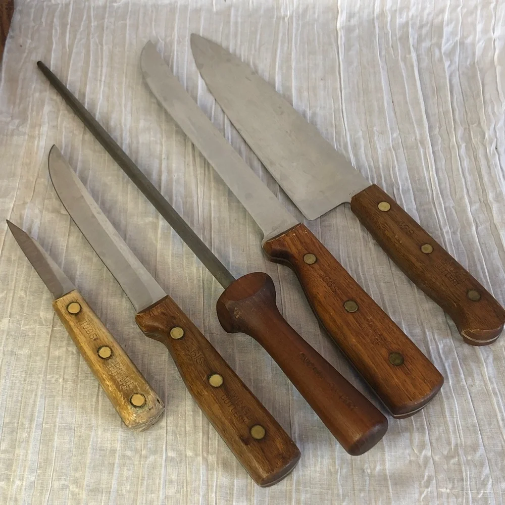 CHICAGO CUTLERY Knife Block set of 5 Chef knife, paring, sharpening tool ++